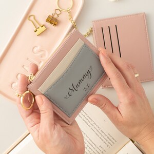 Portafoglio personalizzato per la mamma con personalizzazione, porta carte in similpelle, portafoglio portachiavi in oro per donna, regalo di Natale e compleanno per la mamma,