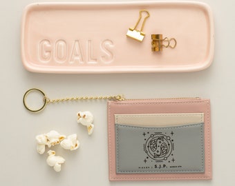 Cartera pequeña personalizada con signo del zodiaco, llavero dorado, cartera del zodiaco de cuero vegano, signo del horóscopo láser cur, cartera de constelaciones
