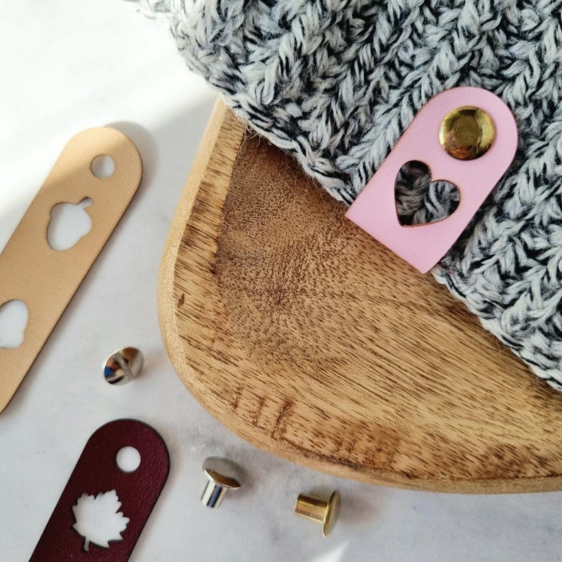 Laser Cut Faux Leather Rivet Tags: Custom Knitting Labels - Etsy