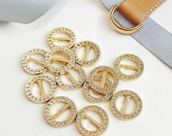Swarovski Crystal Buckle Sliders (Set of 10): Gold Ribbon Accent, Invitation Decor