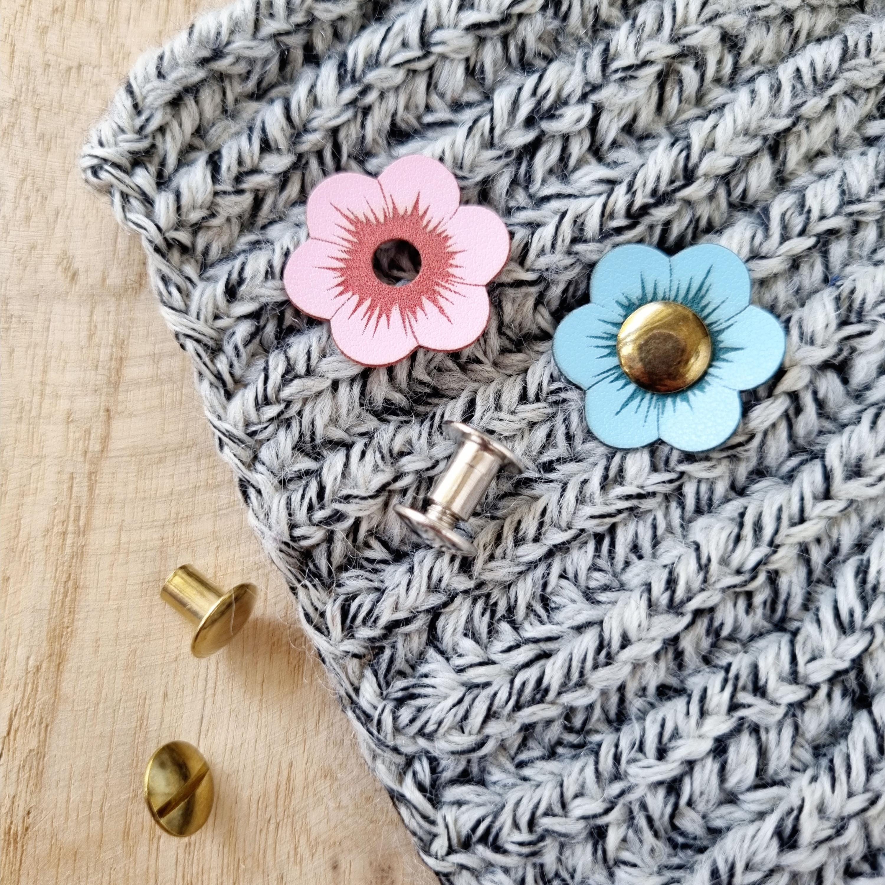 Vegan Leather Flower Rivet Tags: No-Sew Clothing Embellishments