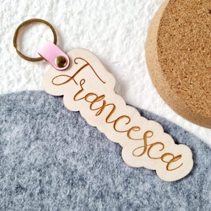 Namens-Schlüsselanhänger aus Holz, Namens-Schlüsselanhänger mit Ihrem Namen, Handschrift-Schlüsselanhänger mit Schrift, personalisierter Holz-Schlüsselanhänger