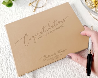 Engraved Vegan Leather Retirement Guest Book: Farewell Party Memory Album