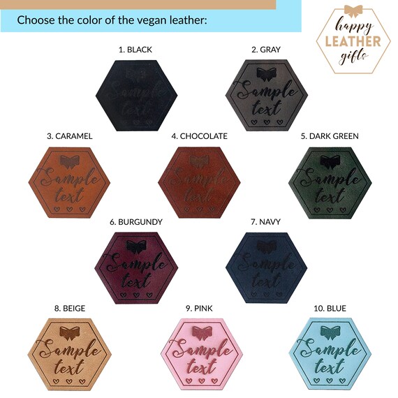 Personalized labels with your hashtag/text/logo pack of faux leather