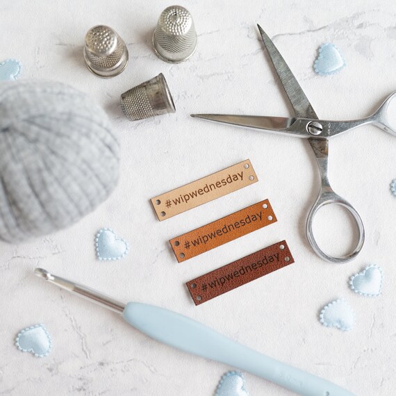 Personalized labels with your hashtag/text/logo pack of faux leather