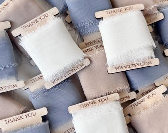 Hand Torn Chiffon Ribbon, Raw Edge Ribbon 1.18&quot; x 1.64 Yards, Soft Frayed Ribbon for Invitations, Gift Wrapping, Bouquet Styling, DIY Decor