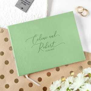 Personalized Leather Wedding Guest Book, Elegant Faux Leather Cover with Engraving, Custom Memory Book for Anniversary or Engagement Party