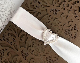Heart Rhinestone Buckle Slider: Silver Ribbon Accent, DIY Embellishment - Set of 10