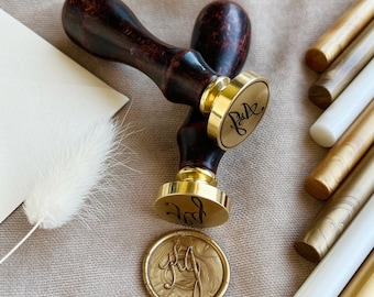 Custom Monogram Wax Seal Stamp (Head with Handle): Wedding Invitation, Branding