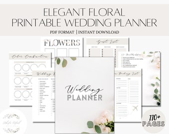 Blumen-Hochzeitsplaner Hochzeitsplaner Binder Printable Hochzeitsplaner Hochzeitstabelle Hochzeitsplanung Buch Hochzeitsplanung Checklist
