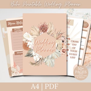 This Boho Wedding Planner is perfect for an organized Bride-To-Be. The Boho Wedding Planner Binder is Printable & easy to use.