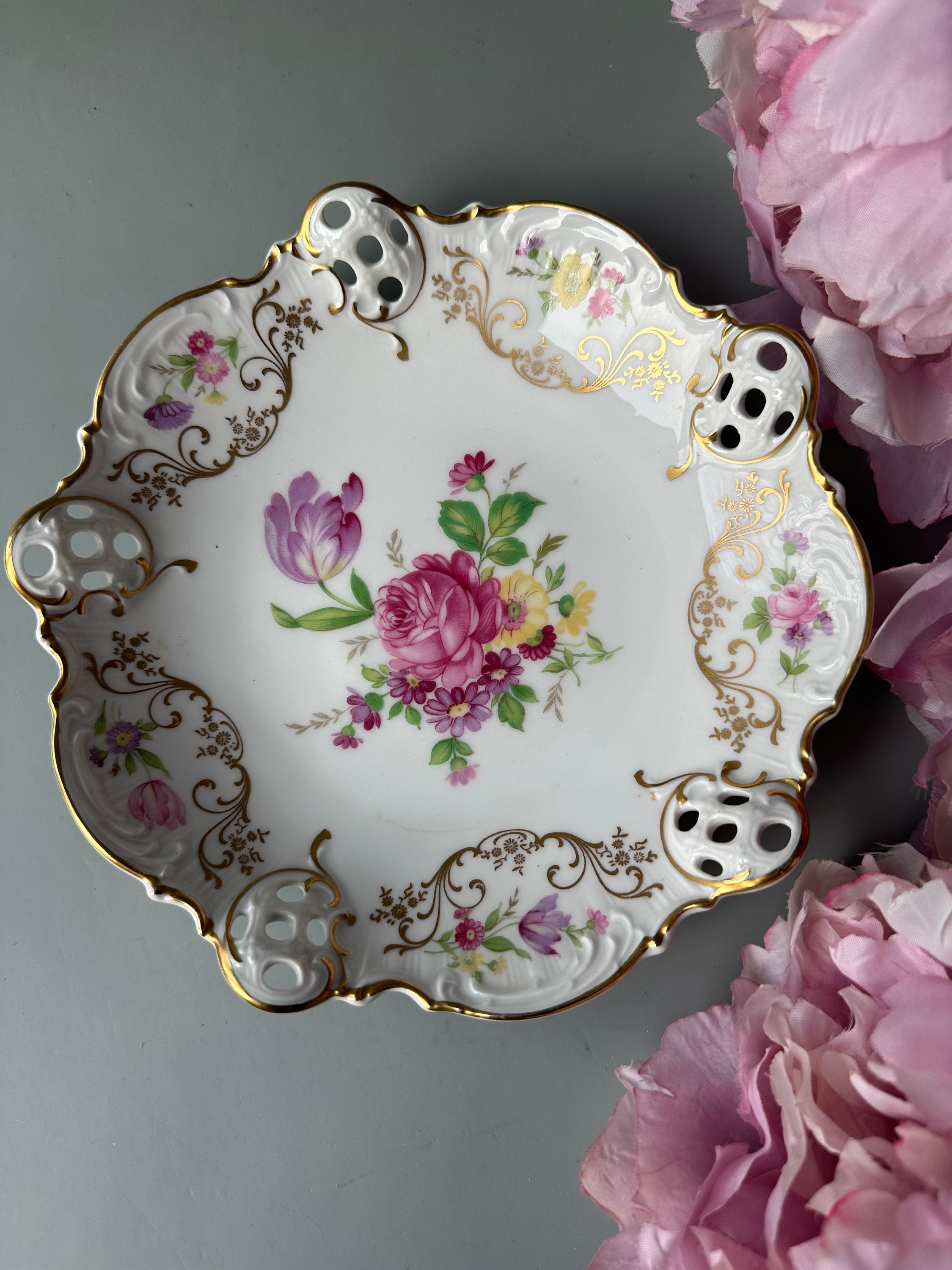 Antique 1940s German ROSENTHAL Porcelain Bowl / Colorful MOLIERE