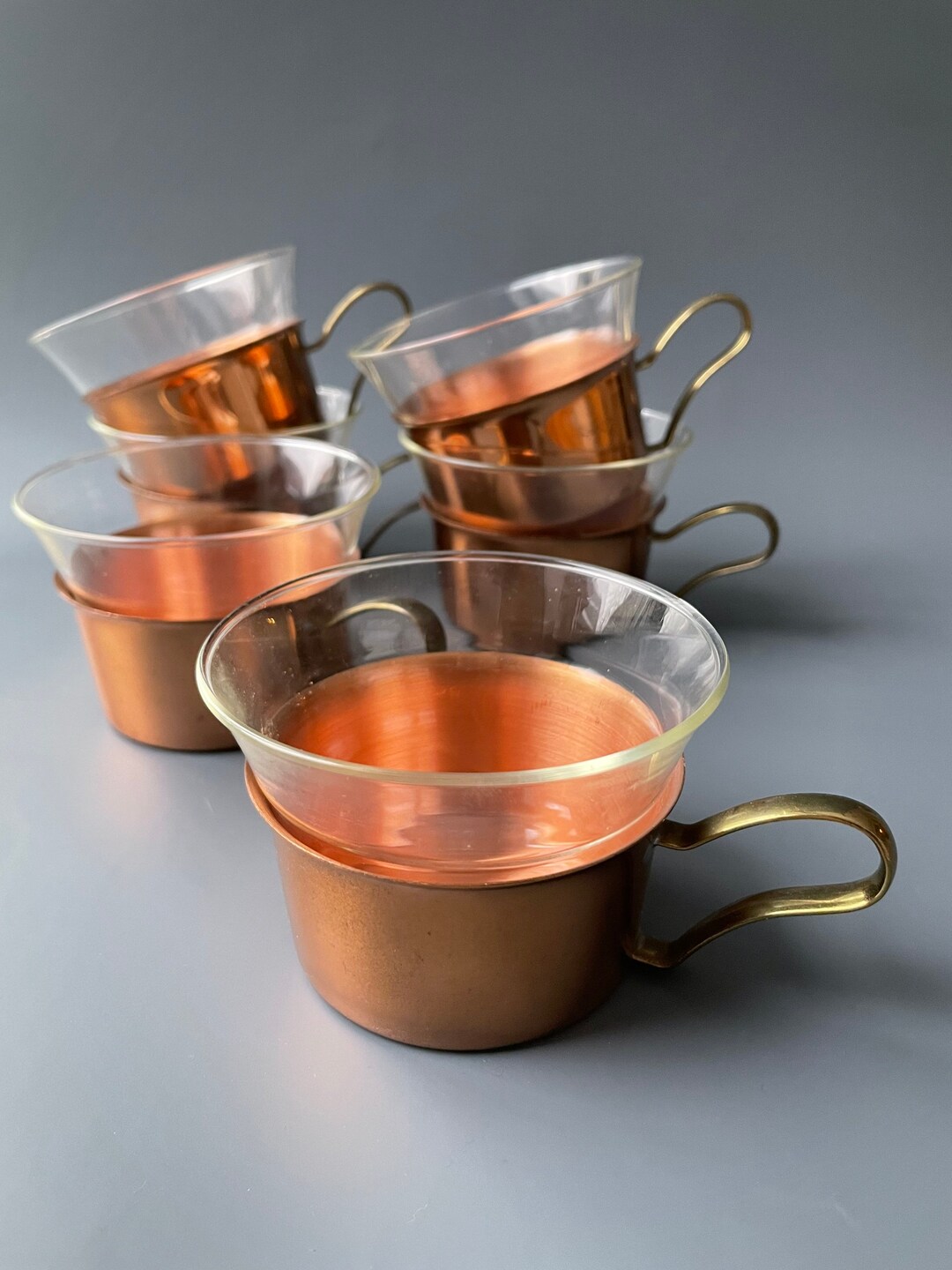 Set of 6 Vintage Copper Cups / Schott & Gen Mainz / Glass Cup Etsy