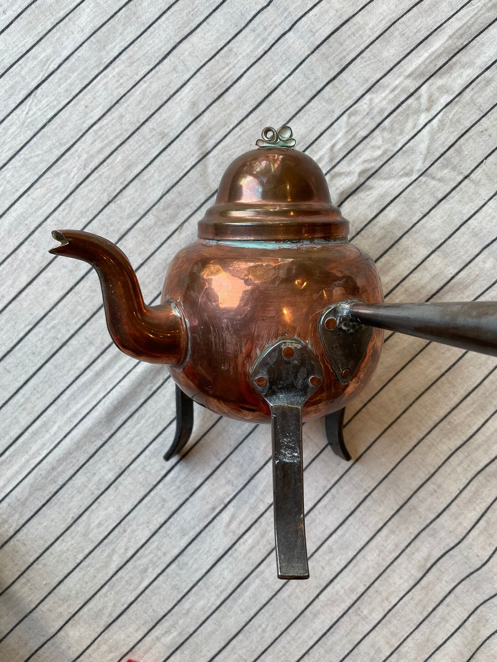 Vintage Scandinavian copper tea kettle / tea pot on stand Etsy