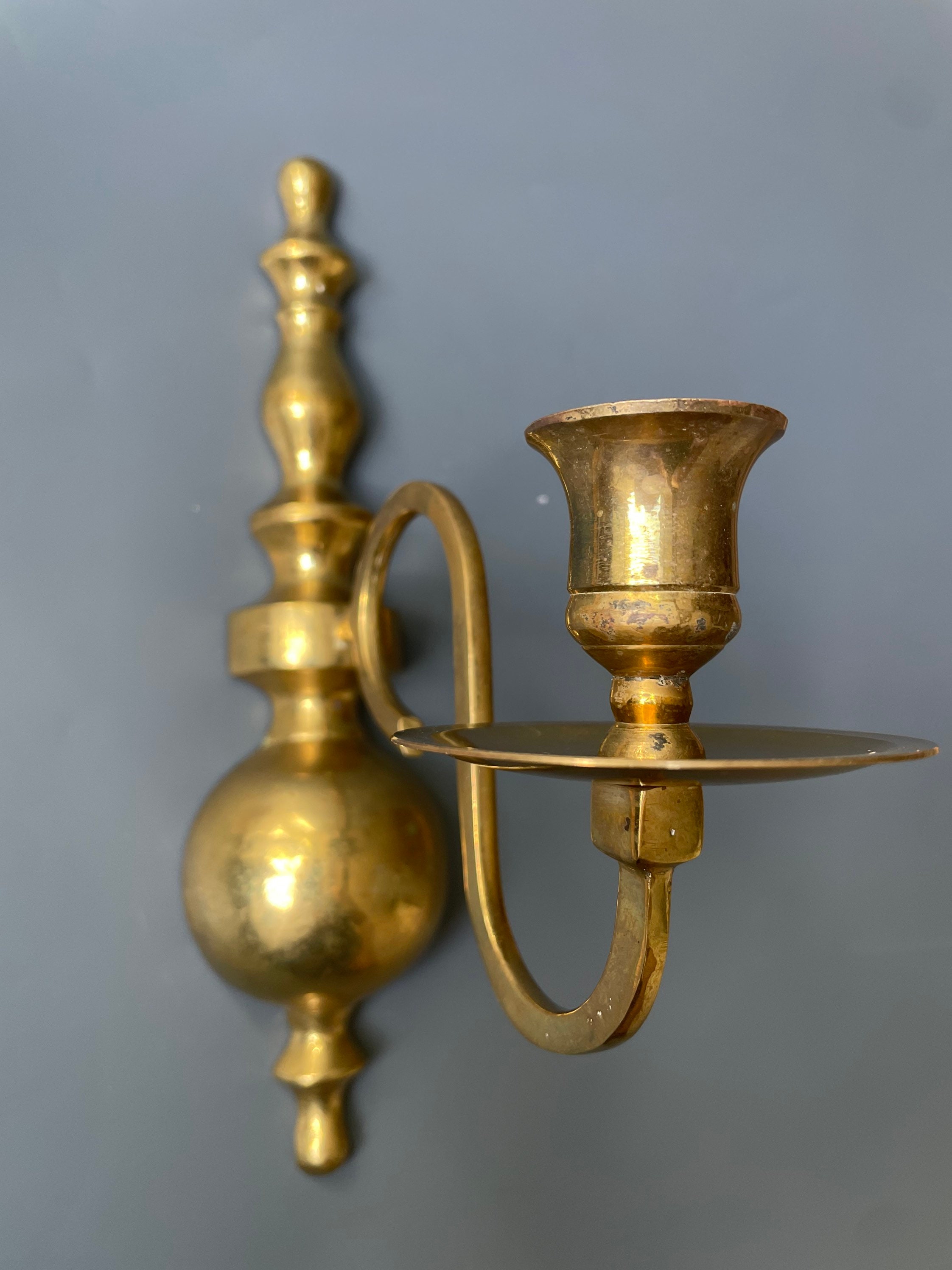 ADV Pine Centre Antique Brass Candle Holder