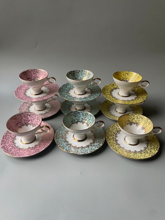 Set of Vintage German BAREUTHER Tea Cups and Saucers Small