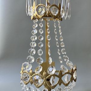 Large vintage crystal and brass wall sconce / ornate details / wall lamp / vintage lighting / home decor display / retro wall lighting
