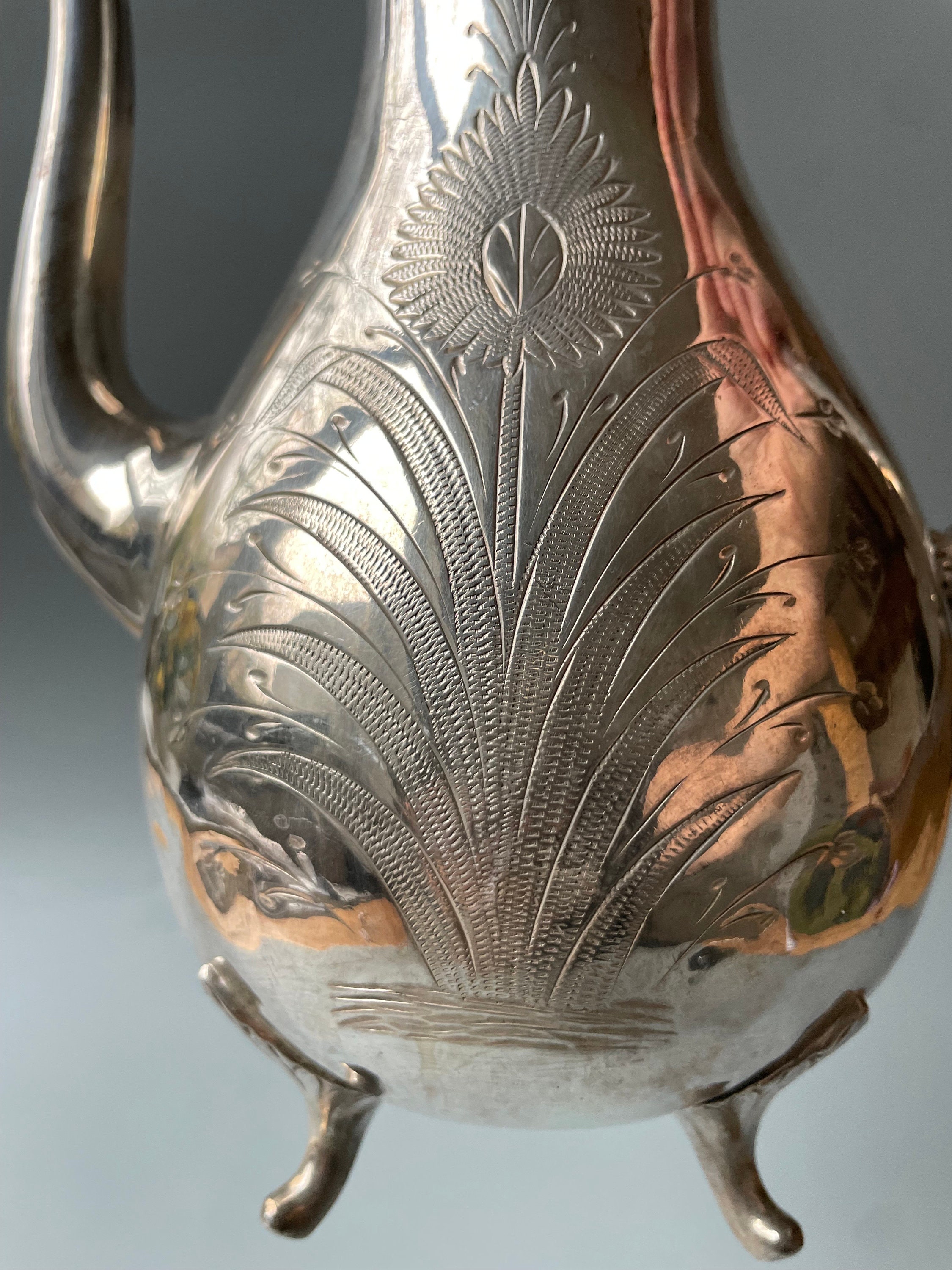 Antique Ornate Metal Teapot / Decorative Lid and Handle / Engraved /  Serveware / Pitcher / Vase / Home Decor / Display / Storage 