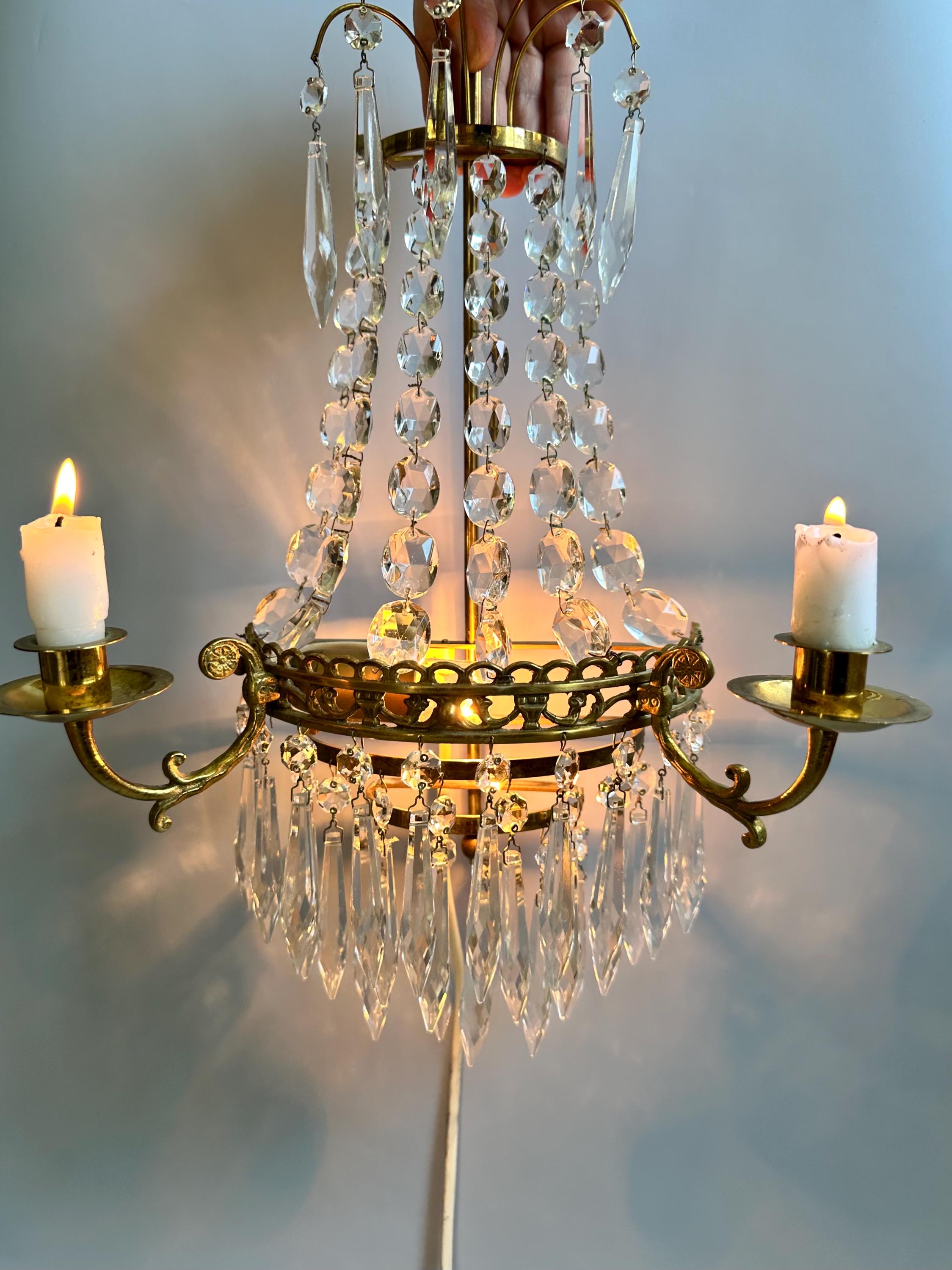 Vintage Crystal and Brass Wall Lamp / Sconce / Candelabra / Ornate  Candlestick Holder / Home Decor / Wall Display / Swedish Gustavian Style -  Etsy, image size:2249x3000