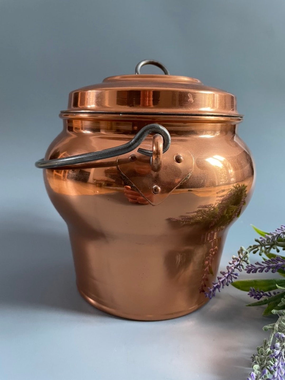 Vintage Copper Bucket With Handle and Lid / Jar / Storage Etsy