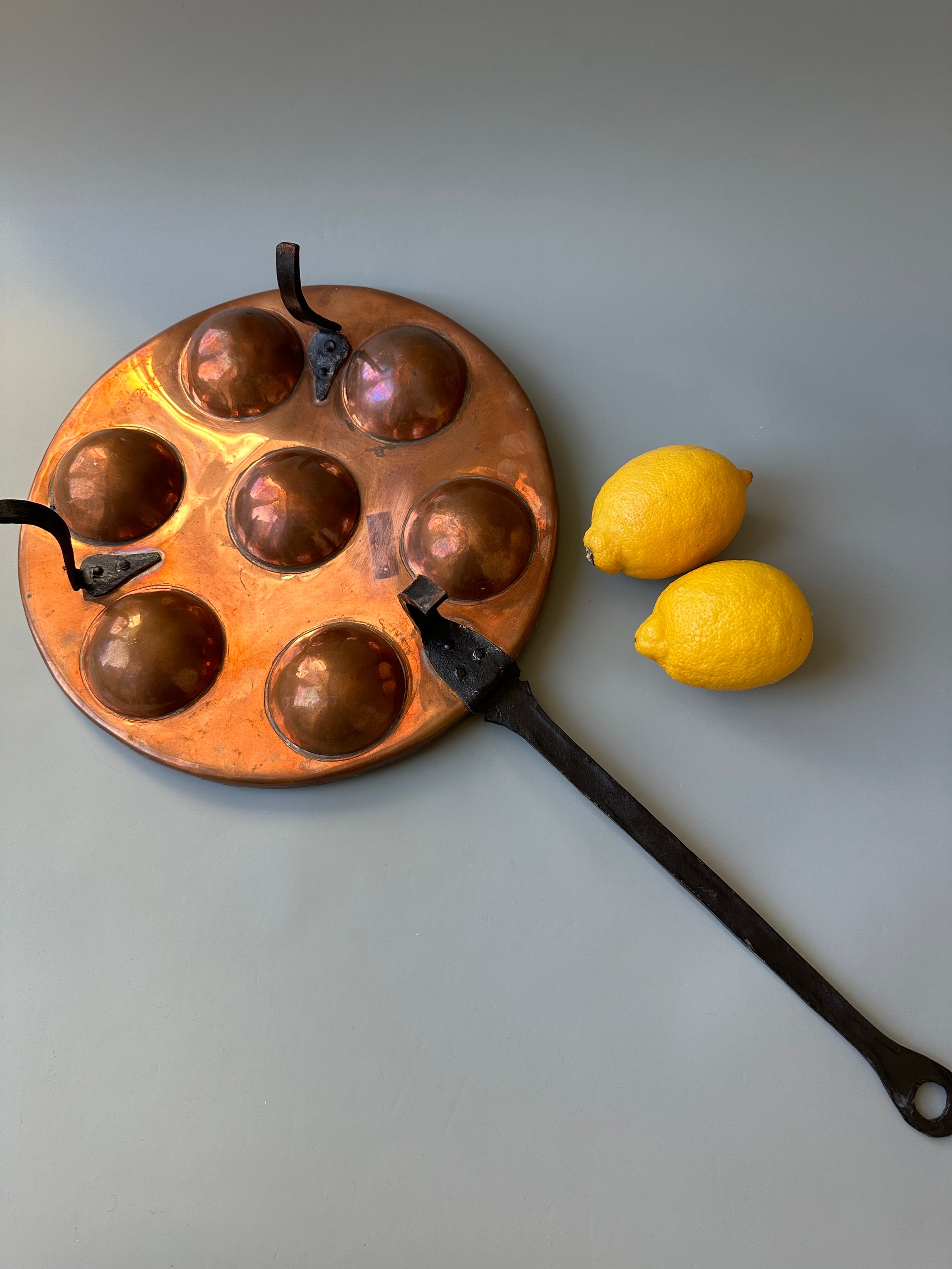 Antique Copper Escargot Pan Rustic Kitchen Decor
