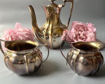 Vintage Barton and Reed Hand-chased Winthrop Tea Set on Antique