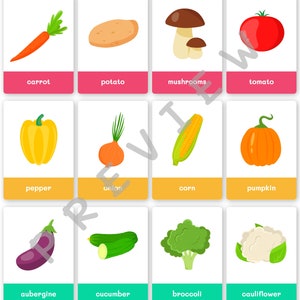Afdrukbare groente-flashcards