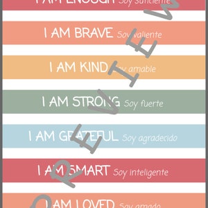 Bilingual English Spanish Affirmations Poster
