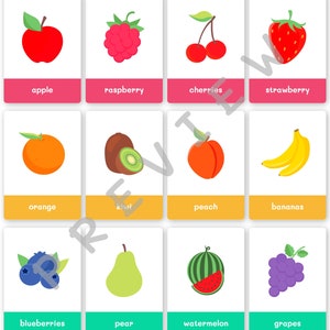 Printable Fruits Flashcards