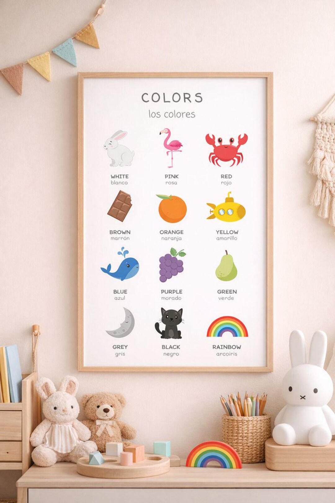 Bilingual English - Spanish Colors Poster for Toddlers, Printable ...