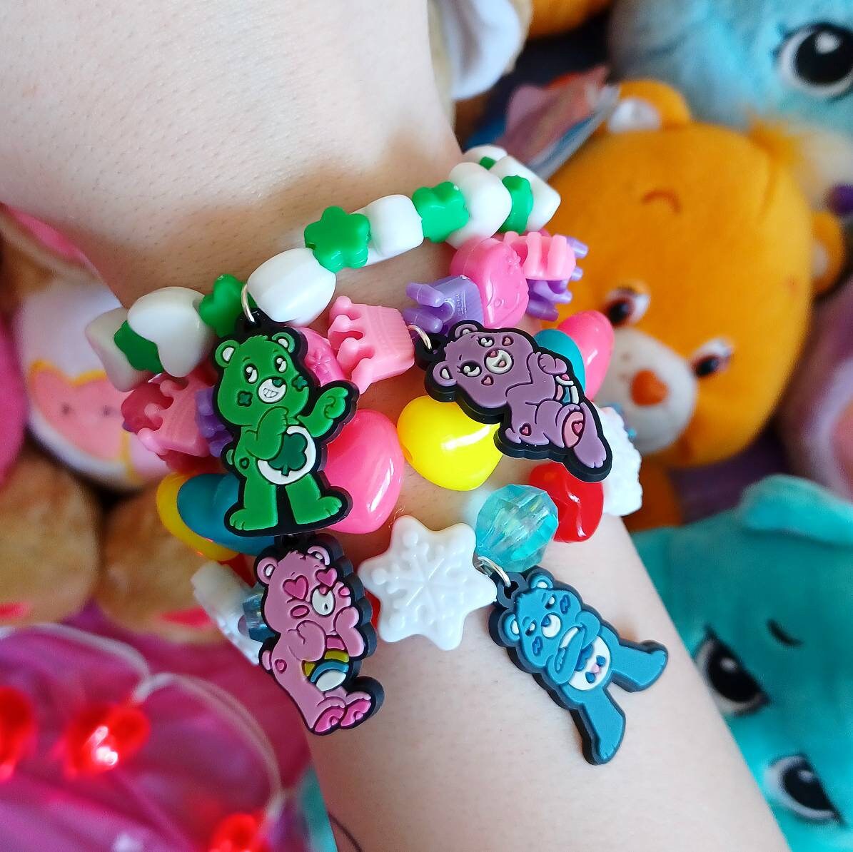 Kawaii Care Bears Beaded Bracelet Set grumpy Bear Cheer Bear