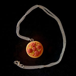 Handmade Polymer Clay Pizza Charm Necklace