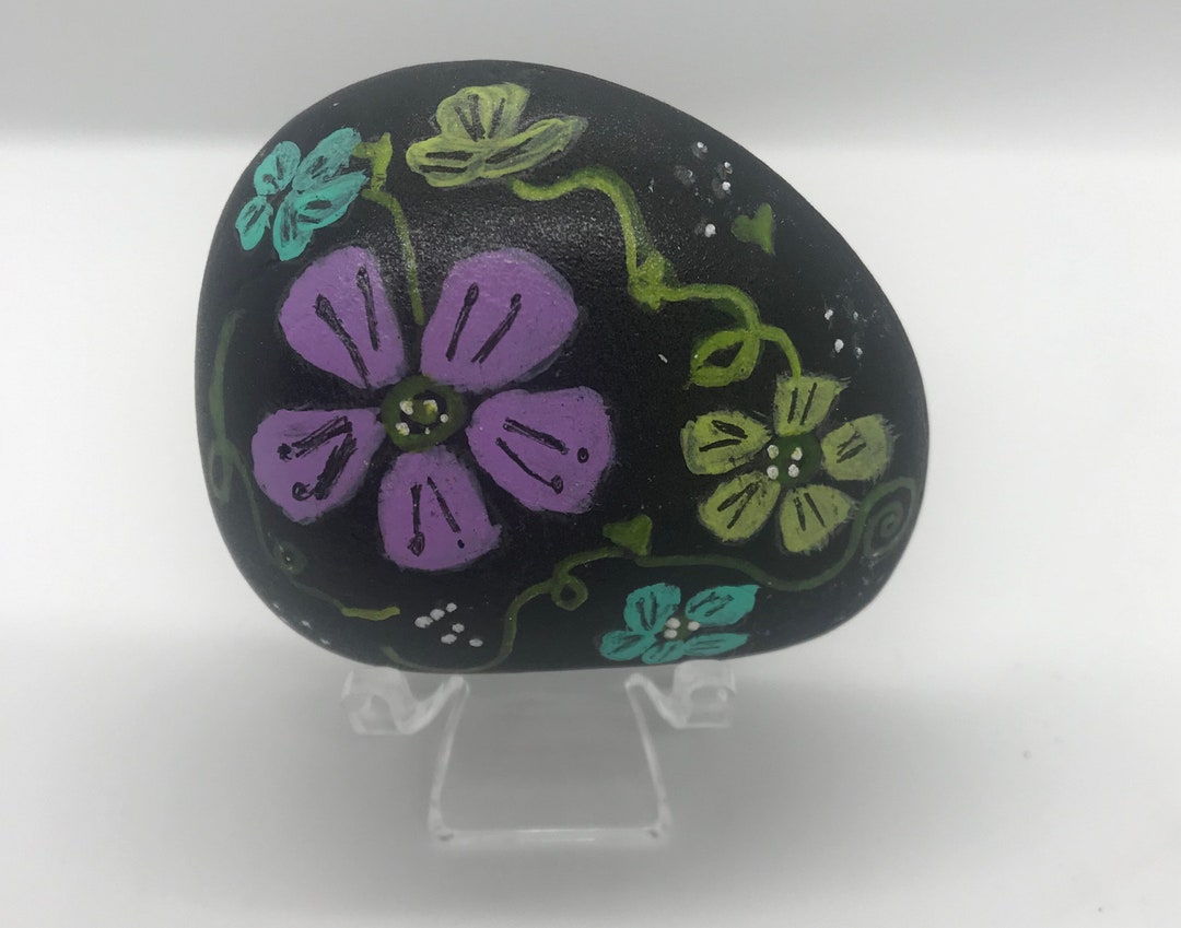 Fancy Writing Paper Rocks Pretty Floral Handpainted Rock - Stone- Desk Stone Paperweight - Etsy