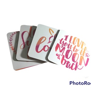 Set of 4 Love Drink Coasters *Valentines Day”