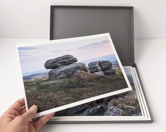 4 Foto's van Dartmoor in een doos van hoge kwaliteit, met de hand afgedrukt op prachtig fine art papier, geschikt voor het inlijsten