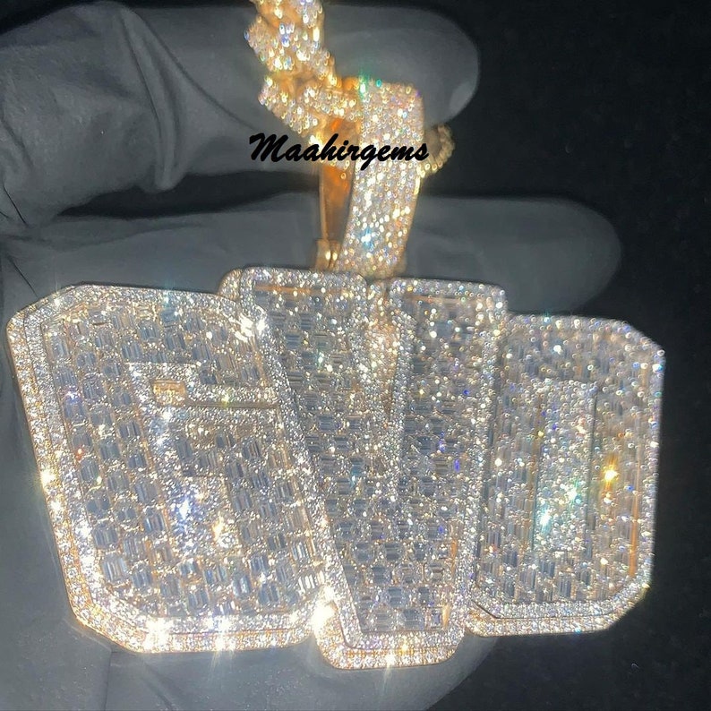 Iced Out Moissanite Pendant Men's Custom Charm 16ctw Etsy