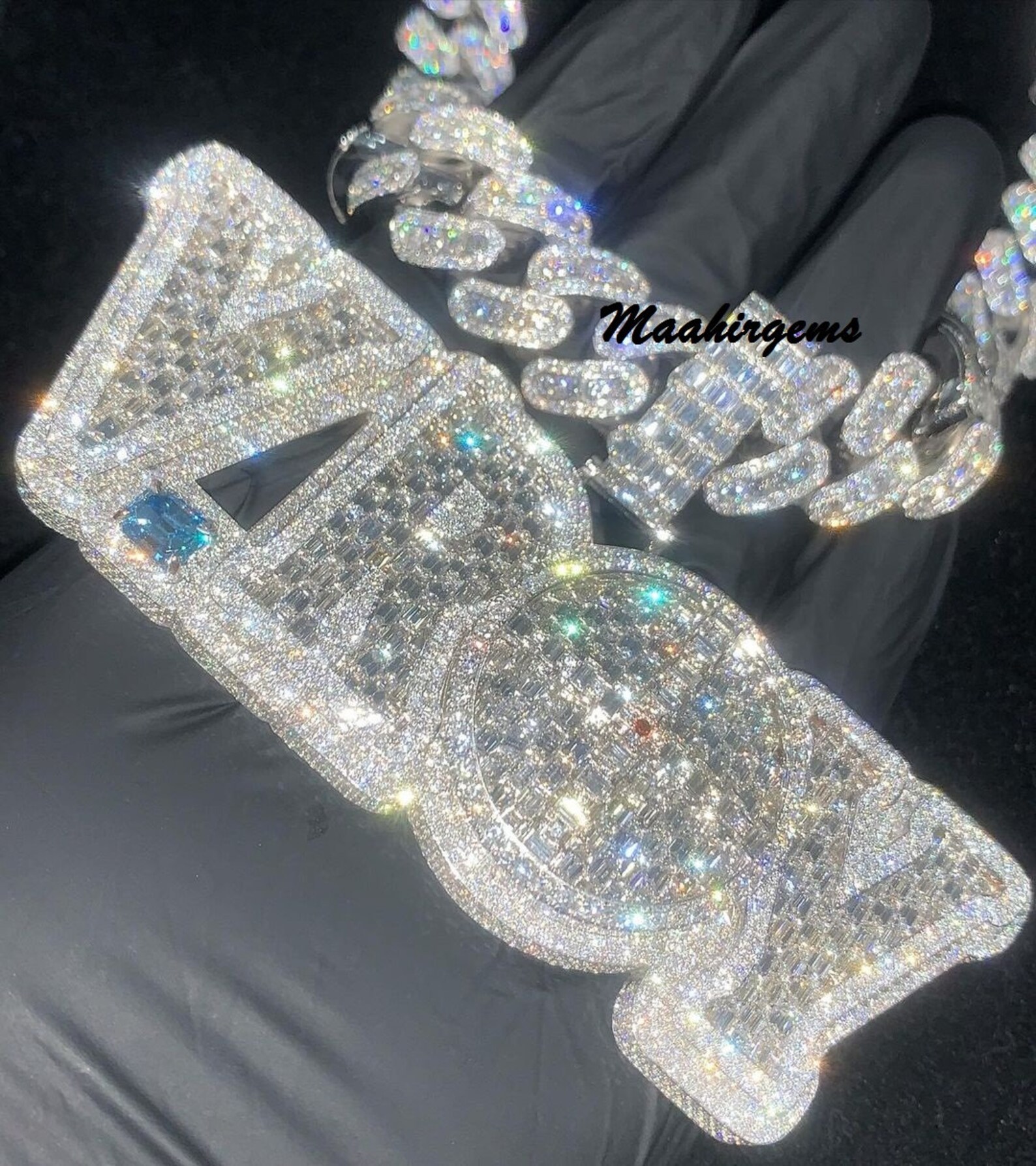 Iced Out Moissanite Pendant, Men's Custom Charm, 16ctw Men's Moissanite