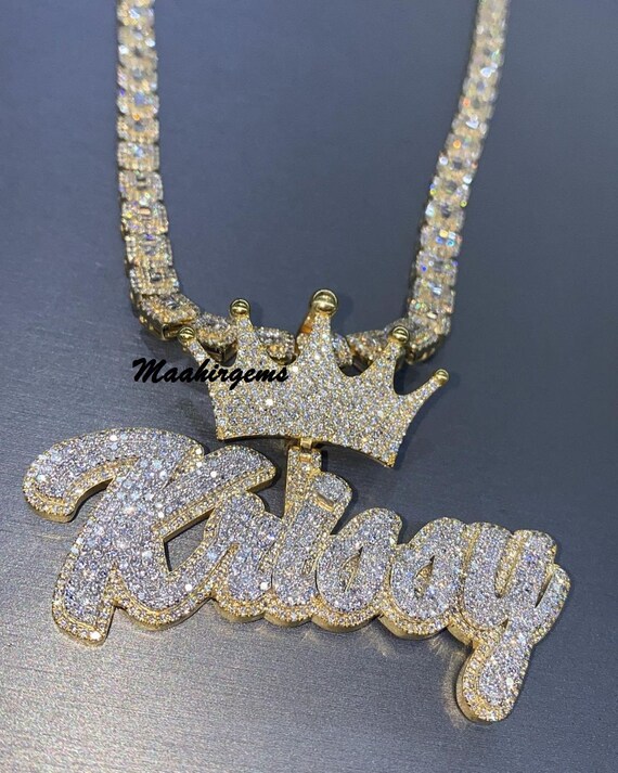 Iced Out Moissanite Pendant Men's Custom Charm 16ctw Etsy