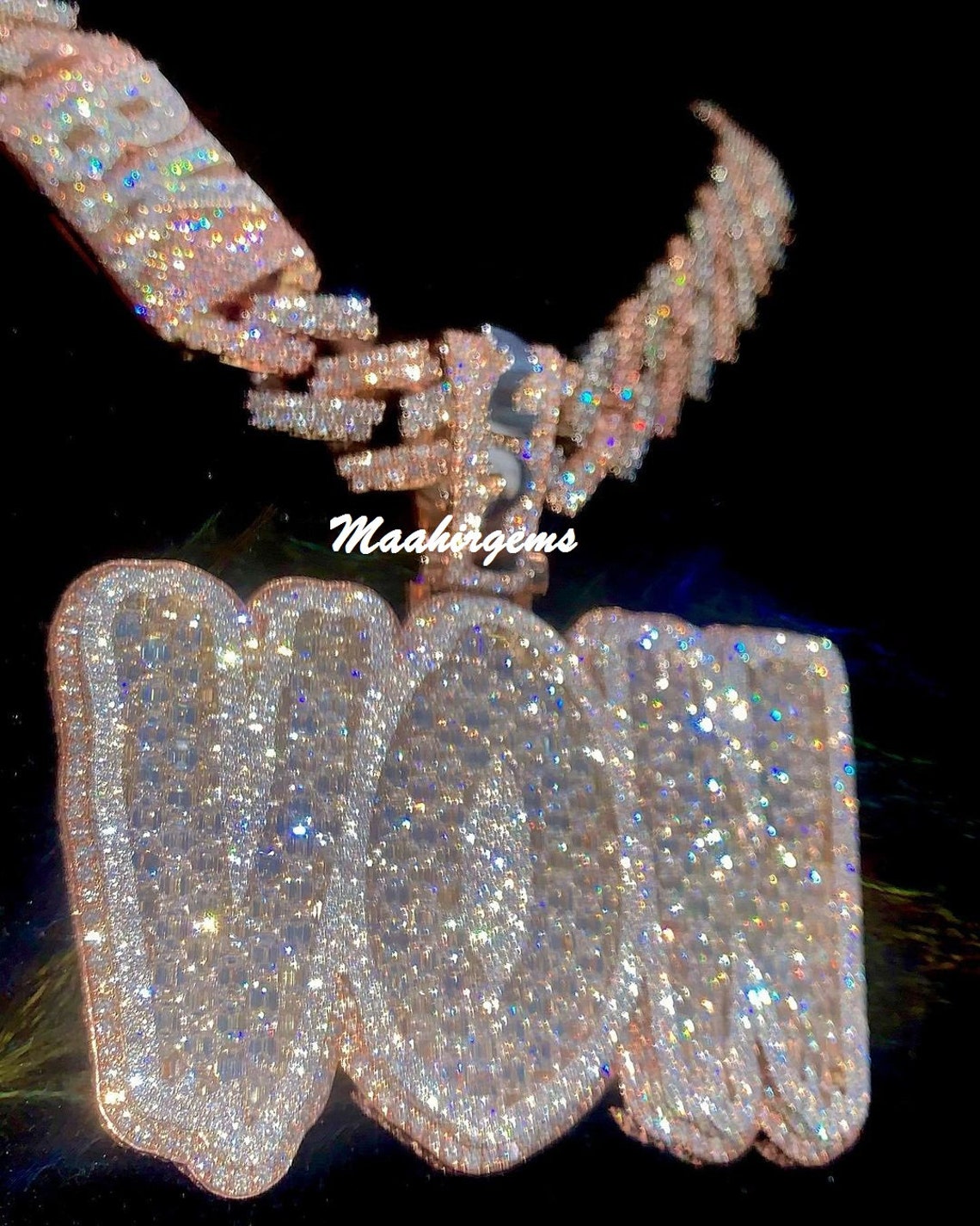 Iced Out Moissanite Pendant Men's Custom Charm 16ctw Etsy