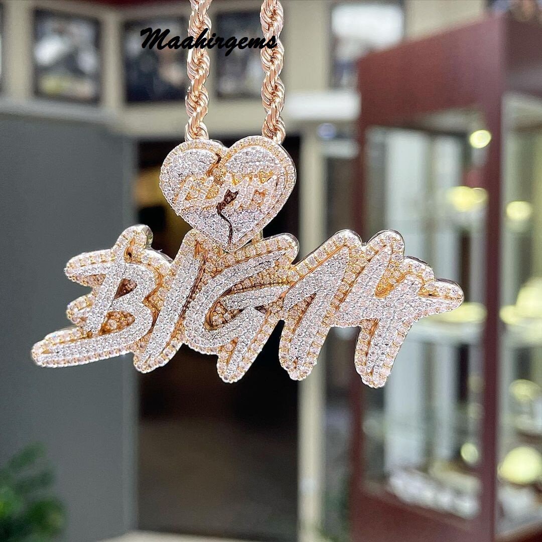 Iced Out Moissanite Pendant Men's Custom Charm 16ctw Etsy