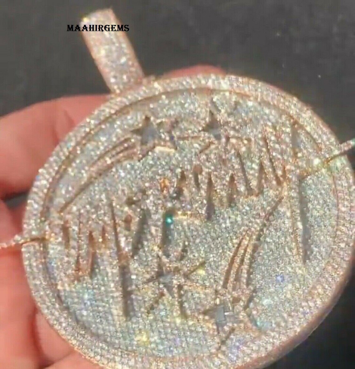 Iced Out Moissanite Pendant, Men's Custom Charm, 16ctw Men's Moissanite