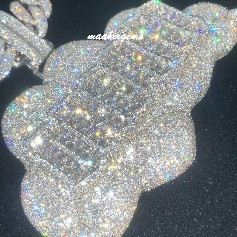 Iced Out Moissanite Pendant Men's Custom Charm 16ctw Etsy