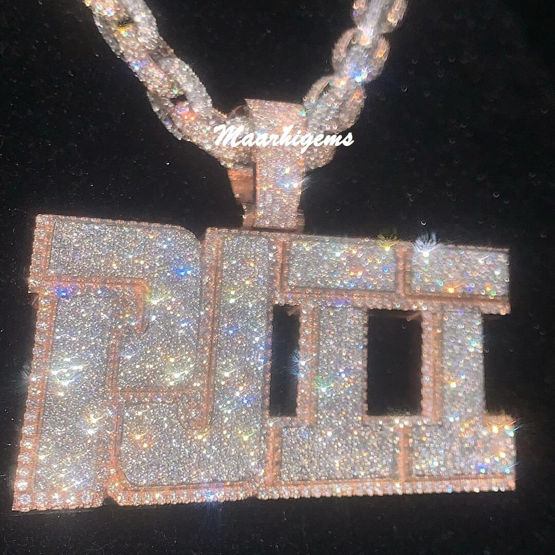 Iced Out Moissanite Pendant Men's Custom Charm 16ctw Etsy