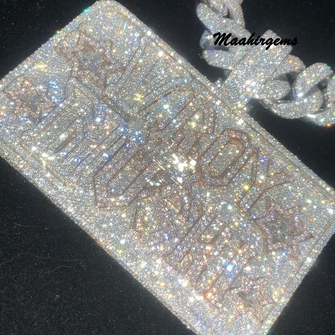 Iced Out Moissanite Pendant, Men's Custom Charm, 16ctw Men's Moissanite