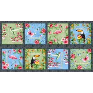 Tropical Vibes Blocks Fabric Panel -Colorful and Fun