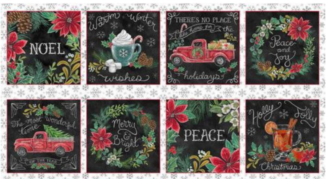 Mistletoe Magic Chalkboard Scenic Blocks Panel Etsy