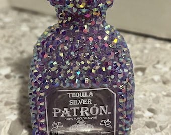 Bling! Glam Mini 50 ml Tequila P A T R O N Decanter Bottle Bling Rhinestones Bar Decanter Party Birthday purple