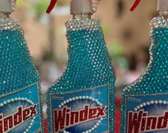 Bling Rhinestone Bedazzled WINDEX Glass Window Cleaner Spray New full 23 oz Refillable  Cleaning Car House Boat bling housekeeping Shop Fav