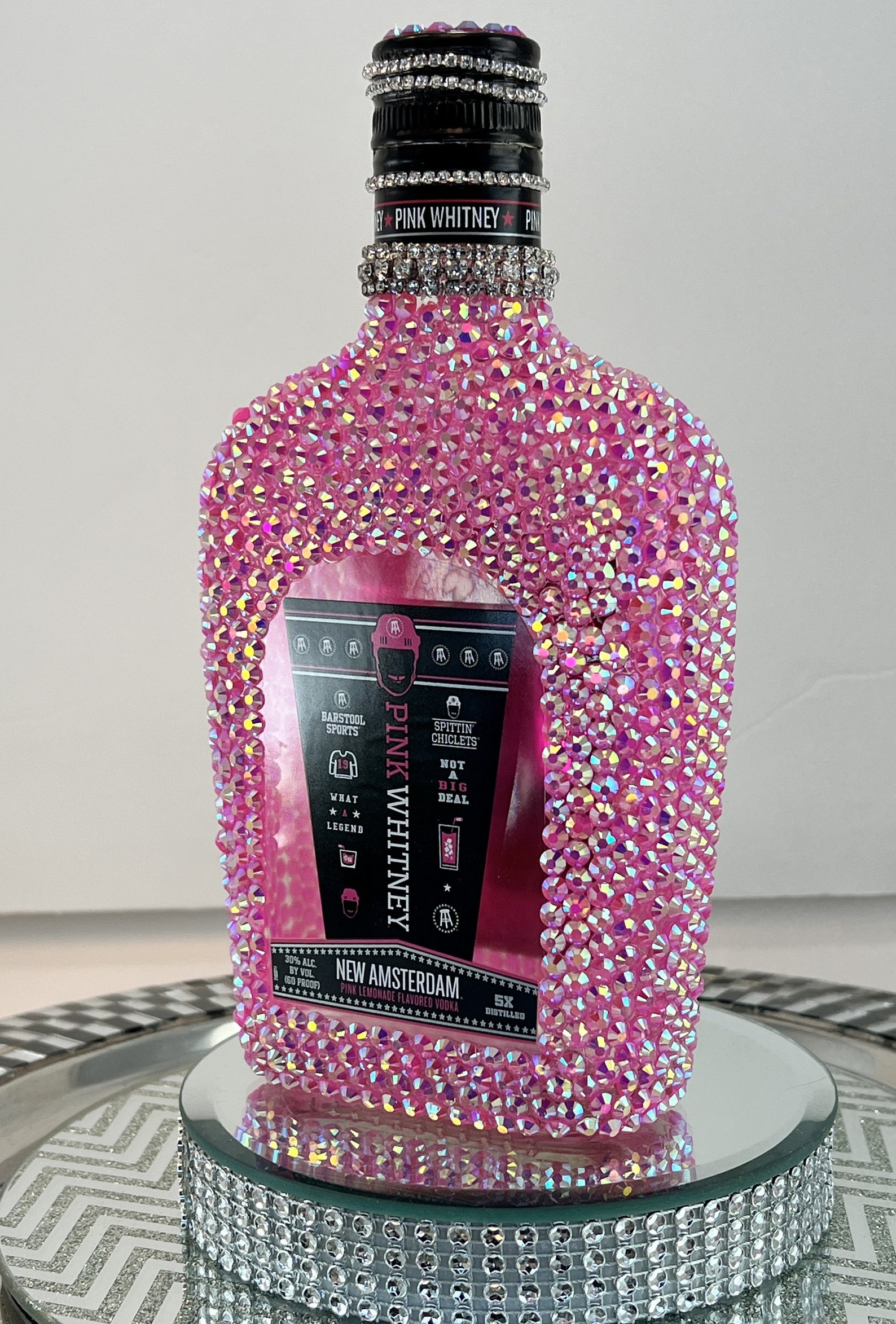 Bling Glam AB Rhinestones Pink Whitney Vodka Decanter Bottle 375 Ml ...