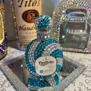 Glam Mini D Julio Tequila Bottle Decanter Bling Glass Crystal Rhinestones Home Decor Bar Decanter Party Birthday Blues